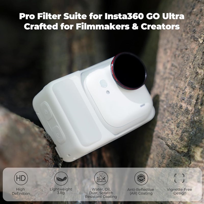 FreeWell مجموعة فلتر يومية قياسية لـ Insta360 GO Ultra – فلاتر ND8 و ND32 و ND64 و CPL للتحكم المحسن في التعرض وتقليل الانعكاسات - Image 2